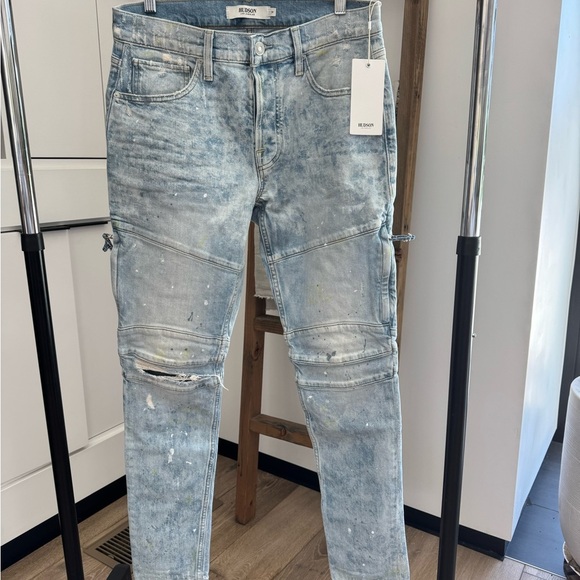 Men's Blue Distressed Jeans by Balmain - Picture 1 of 7